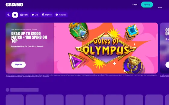 Casumo casino lobby screenshot