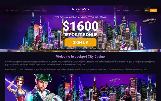 Jackpot City casino lobby screenshot